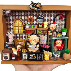 7 inch frame doll house kit for Chrimas gift home decor Xmas gift G0003 Coffee